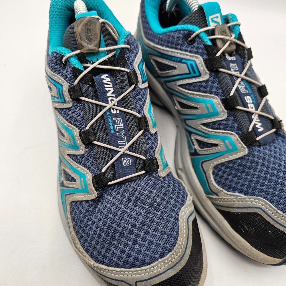 SALOMON Wings Flyte2 Trail Running Shoes Womens 6.5 Blue Contragrip Sneakers - Picture 2 of 11